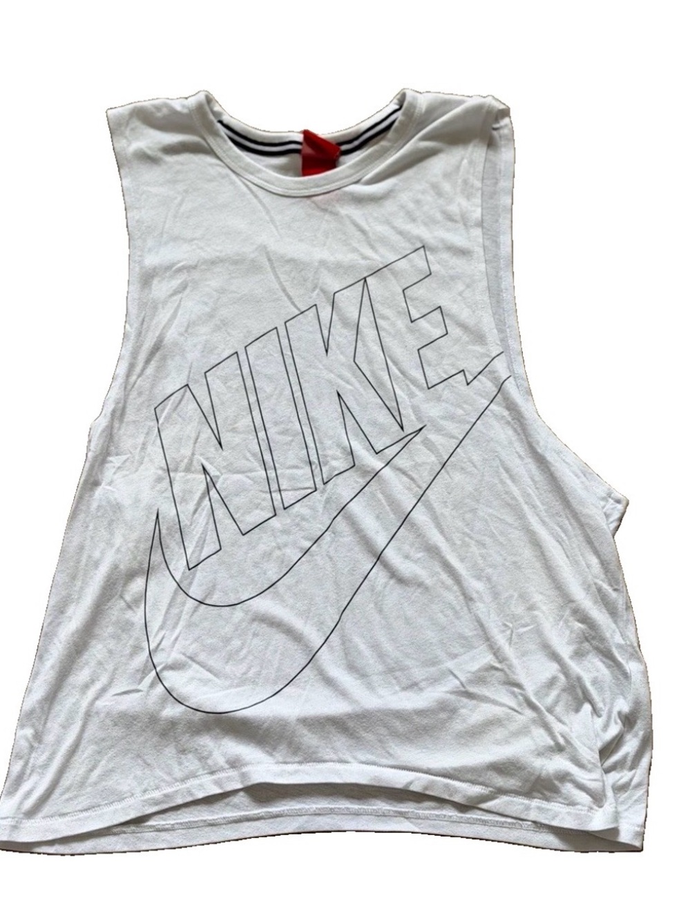 Nike White Outline Logo Muscle Tee S